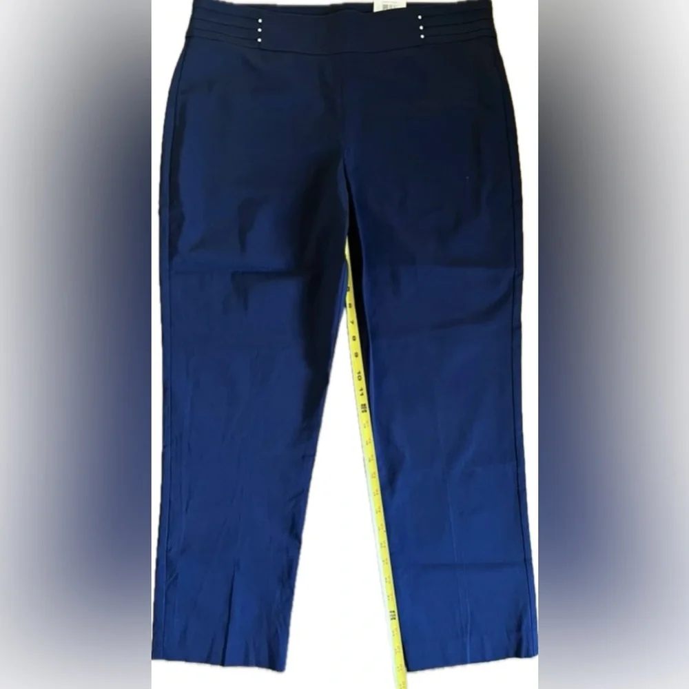 JM Collection Blue Chinos StraightLeg Design pants. Women’s size XL short. NWT - Picture 3 of 9
